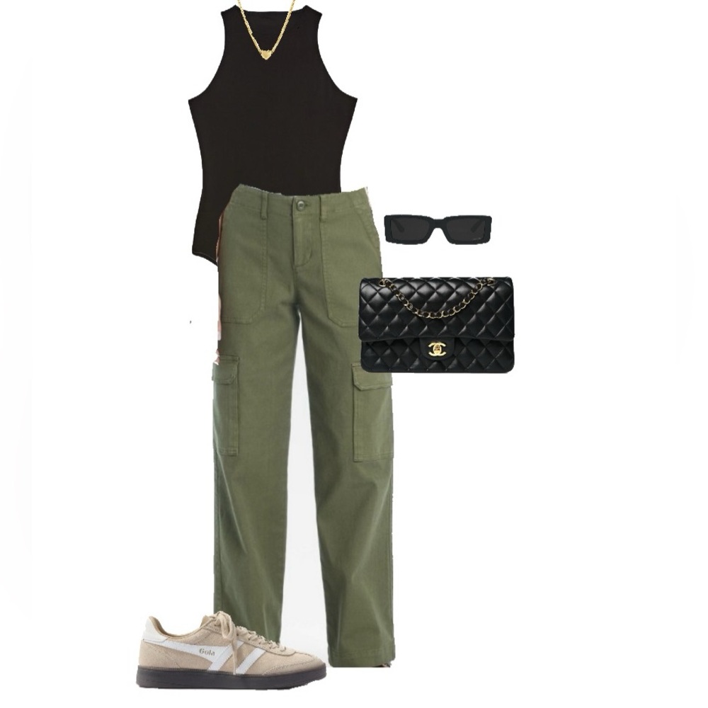 Olive green wide leg cargo utility pants 6 28